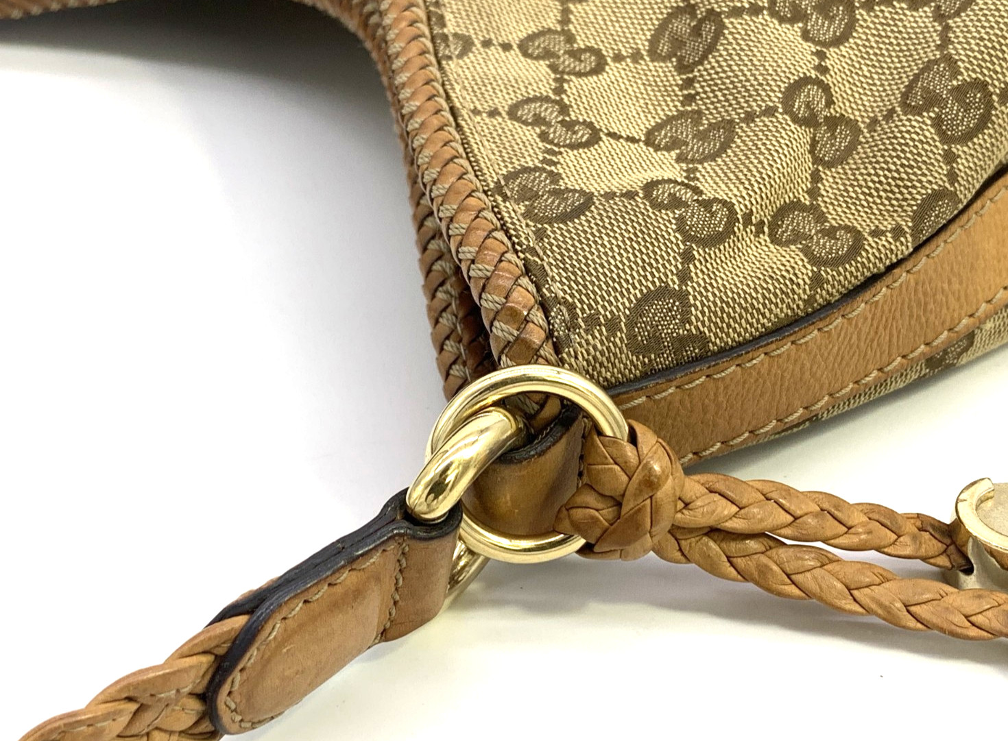 GUCCI GG Canvas Shoulder Bag Mesh-design strap Beige Classic Authentic