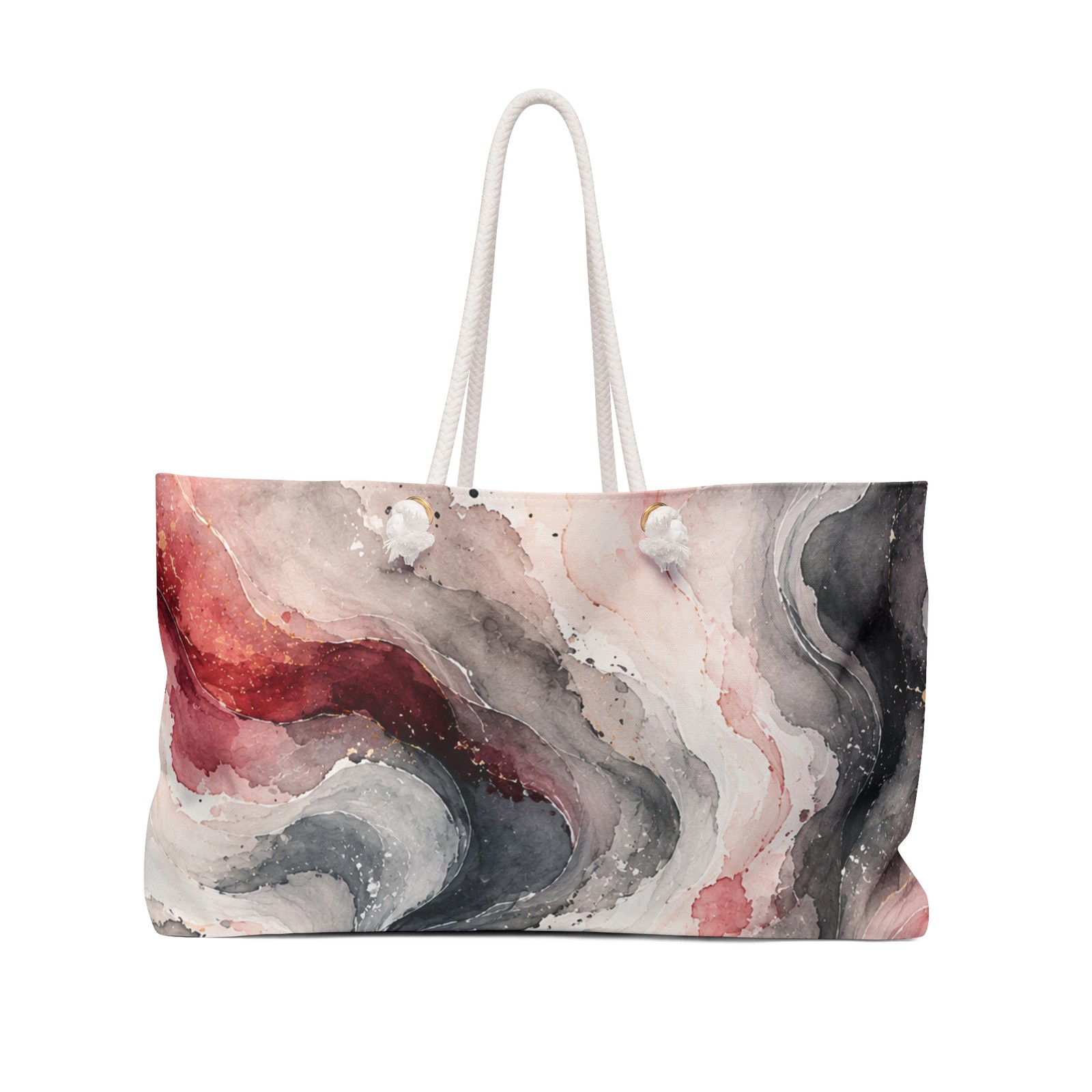 Abstract Watercolor Swirl Weekender Bag | Marble Pink Gray