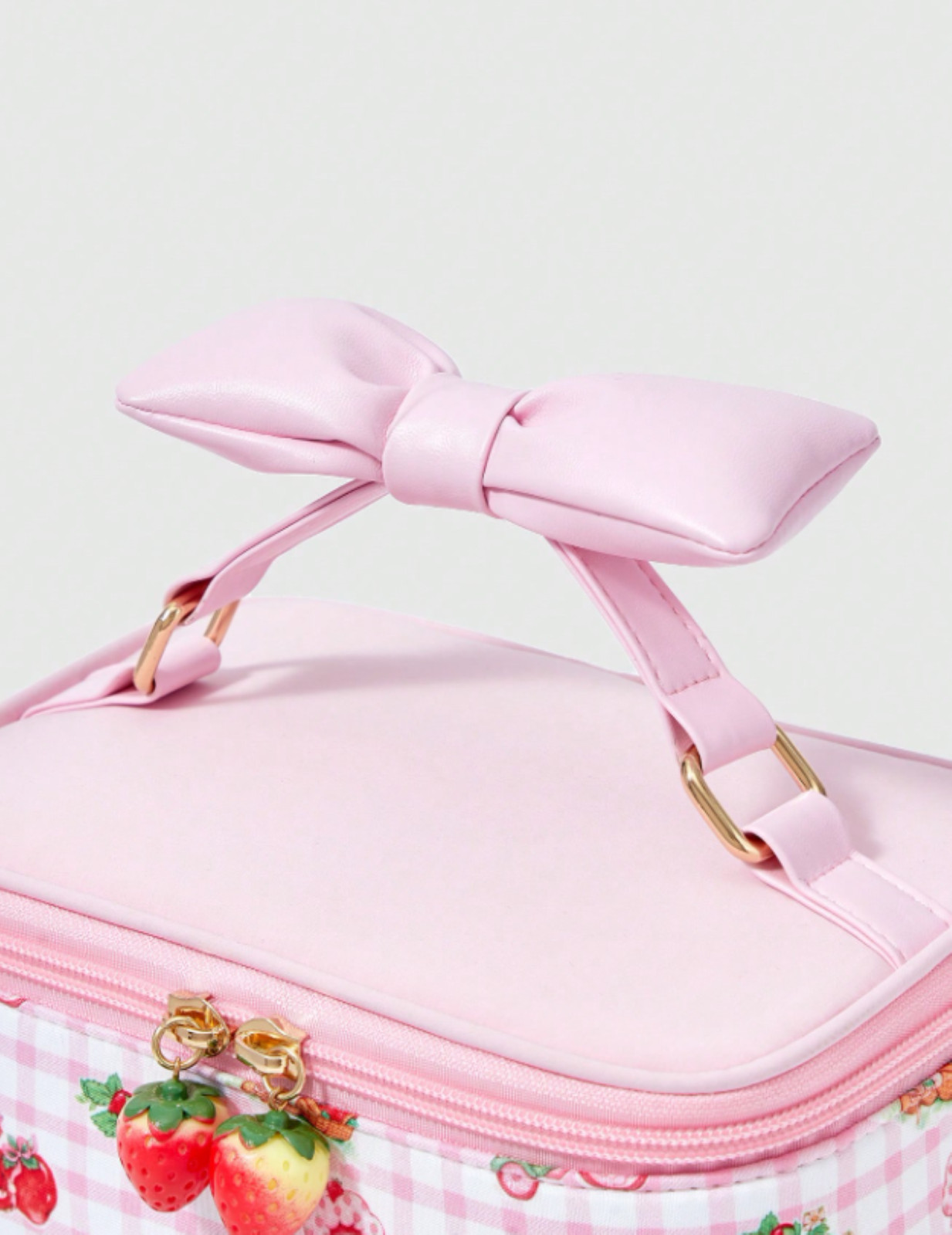 Strawberry Shortcake Cute Cartoon Padded Bow Cosmetic Bag Women’s Case