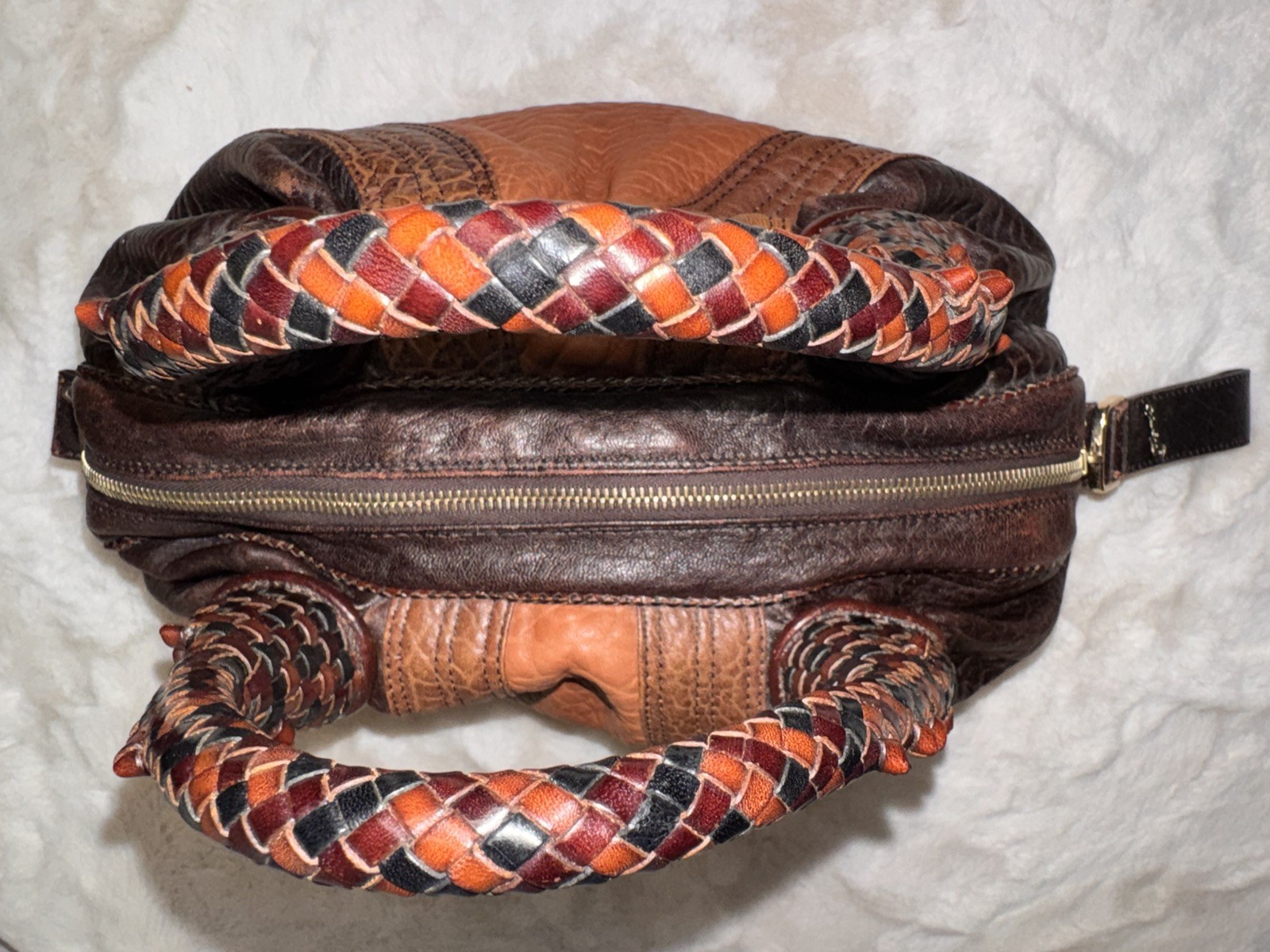 Authentic Fendi Spy Bag: Patchwork Leather with Croc-Embossed Woven Handles