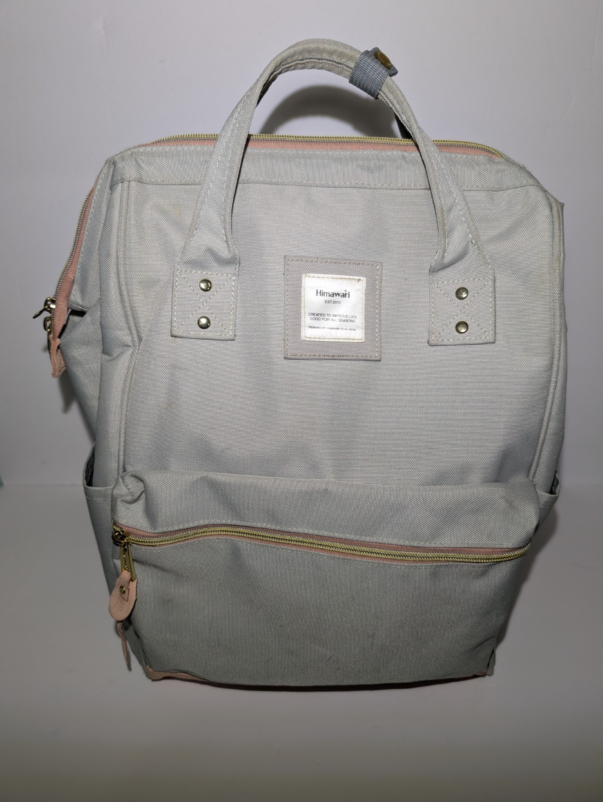 Himawari Contrast Waterproof Canvas Backpack Bag with Side Pockets