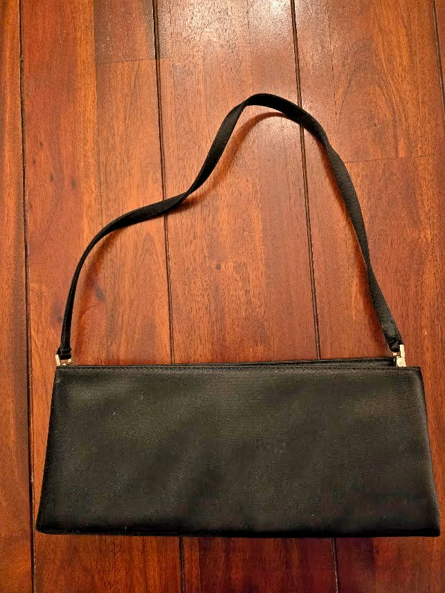 Black Satin Clutch – Black Handle – Evening/ Party/Cocktail