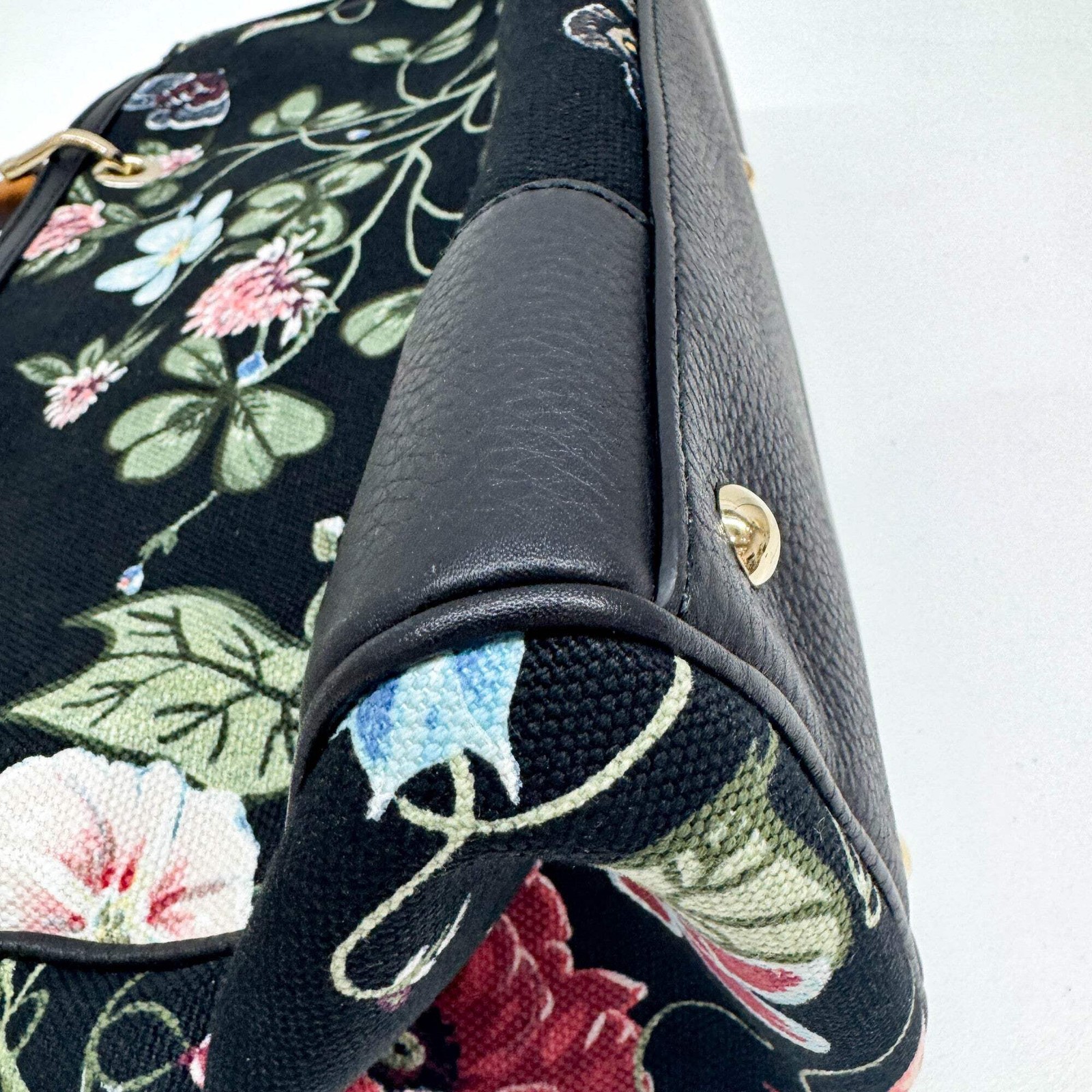 GUCCI Bamboo Shopper Multicolor Floral Canvas Handle Bag