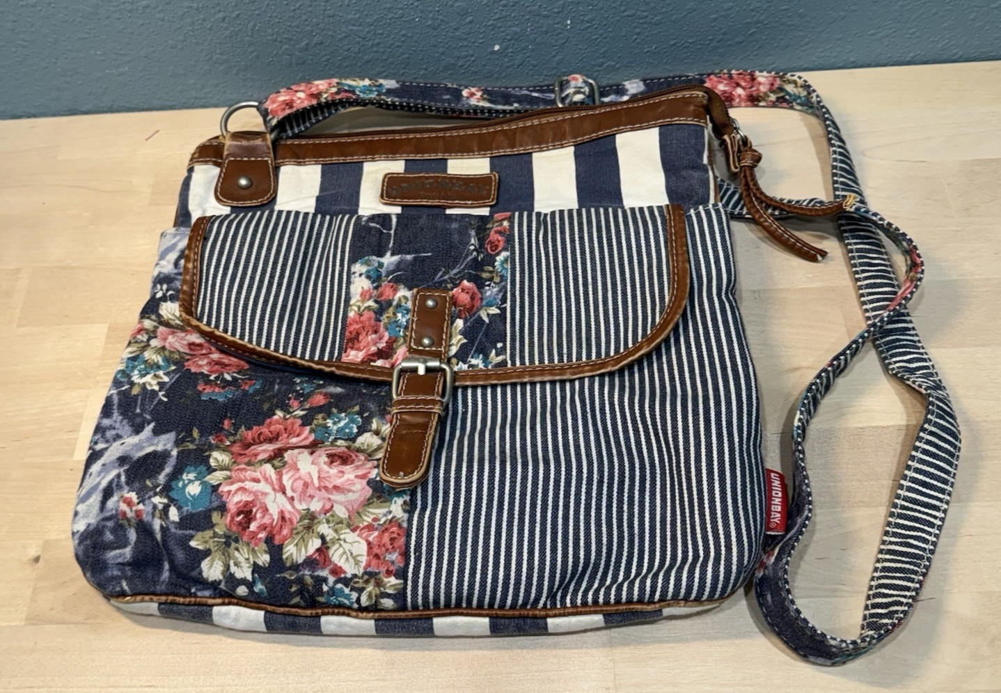 VTG Union Bay 90s Y2K Patchwork Crossbody Handbag Boho Hippie Floral Striped