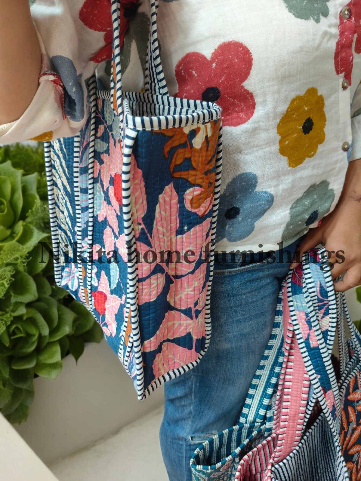 10Pc Cotton Quilted Bag Handmade Bag Quilted Shoulder Bag Indian Floral Bag