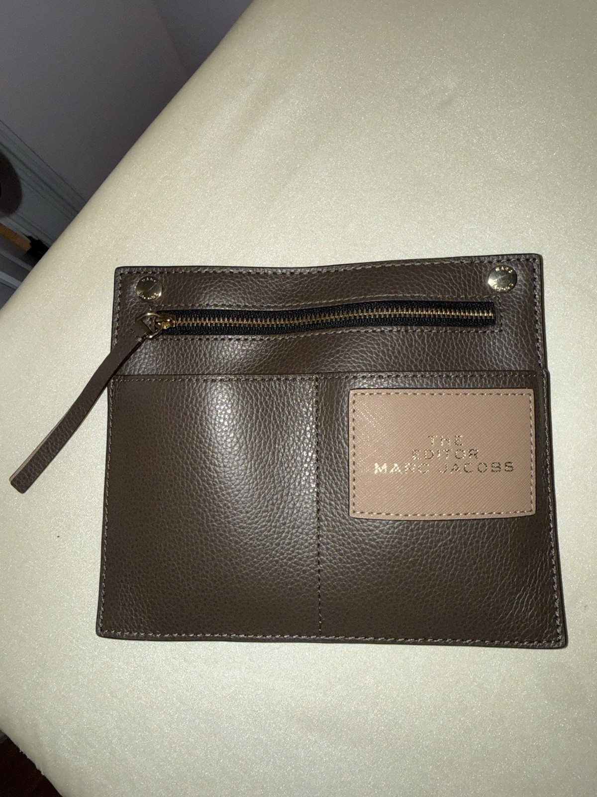 Marc Jacobs The Editor Brown Pebbled Satchel Zip Bag w/ Strap, Gold Hardware