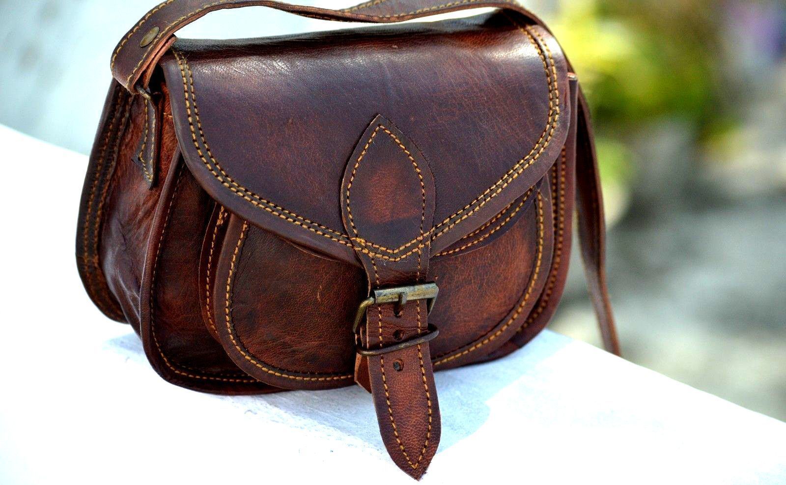 Women Purse Vintage Genuine Brown Leather Cross Body Shoulder Handmade Bag JMB