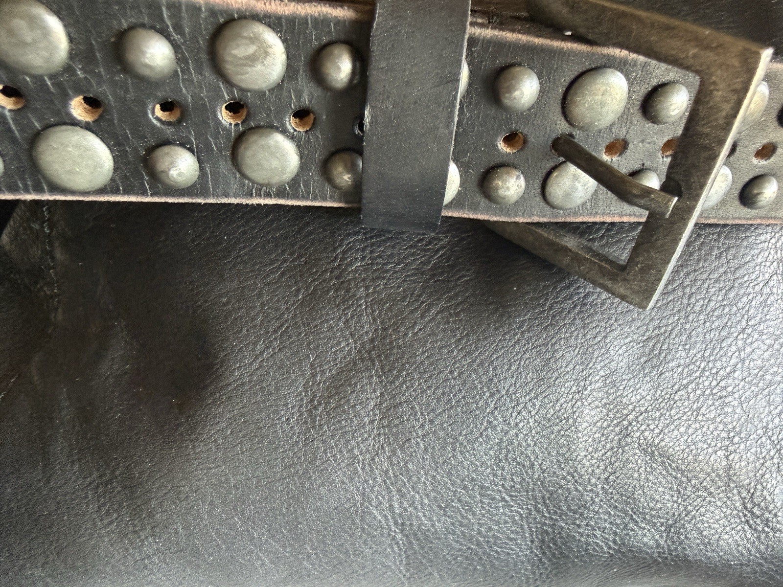 Free People Studded Leather Bucket Crossbody Bag Black Boho Whimsigoth Festival