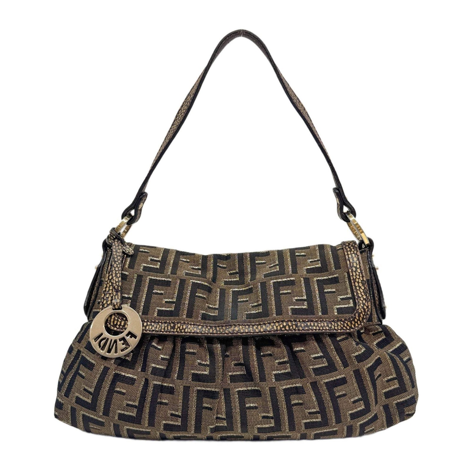 FENDI Chef Brown Zucca Canvas Shoulder Bag