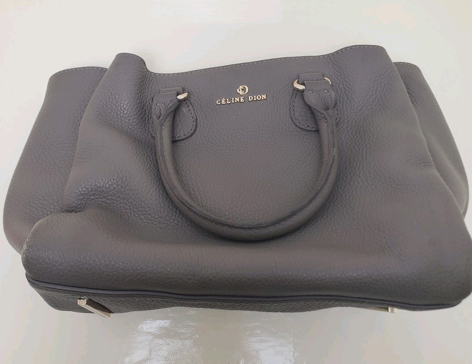Celine Dion Brown/ Grey Satchel Top Handle Tote Handbag Purse Missing Strap