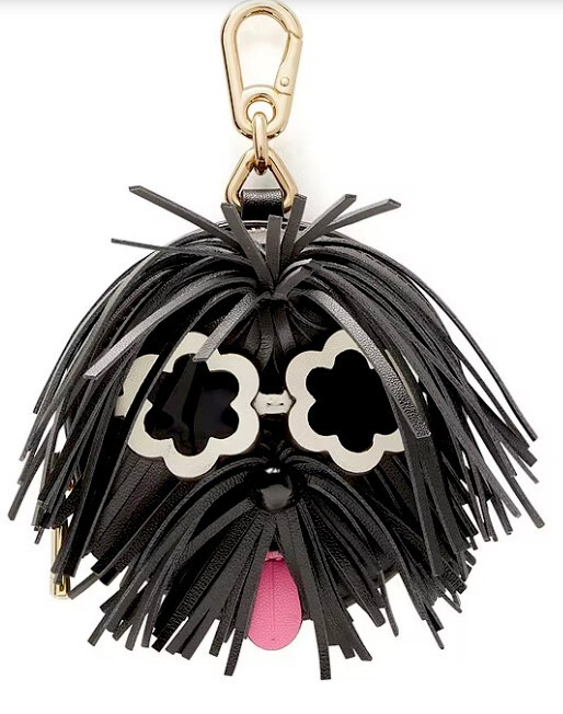ORIG PKG Kate Spade Shaggy Dog With Glasses Leather Coin Purse Key Fob Bag Charm