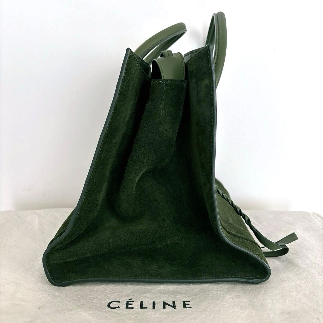 CELINE Luggage Phantom Dark Green Leather Tote Phoebe Philo OldLogo Limited Rare