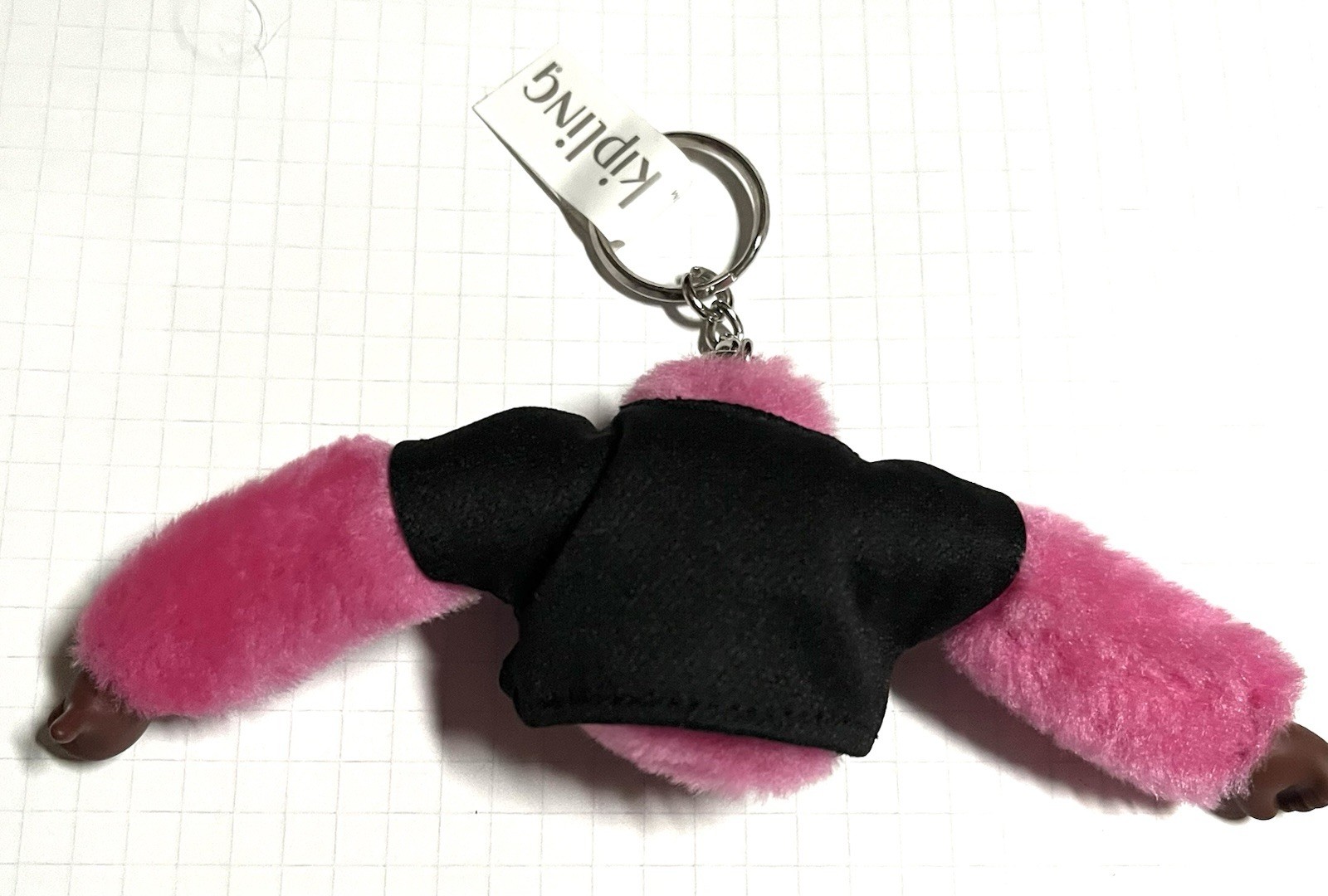 NWOT KIPLING Pink 2” Monkey W/ T-shirt Smile Face Key Chain Bag Charm Fob RARE