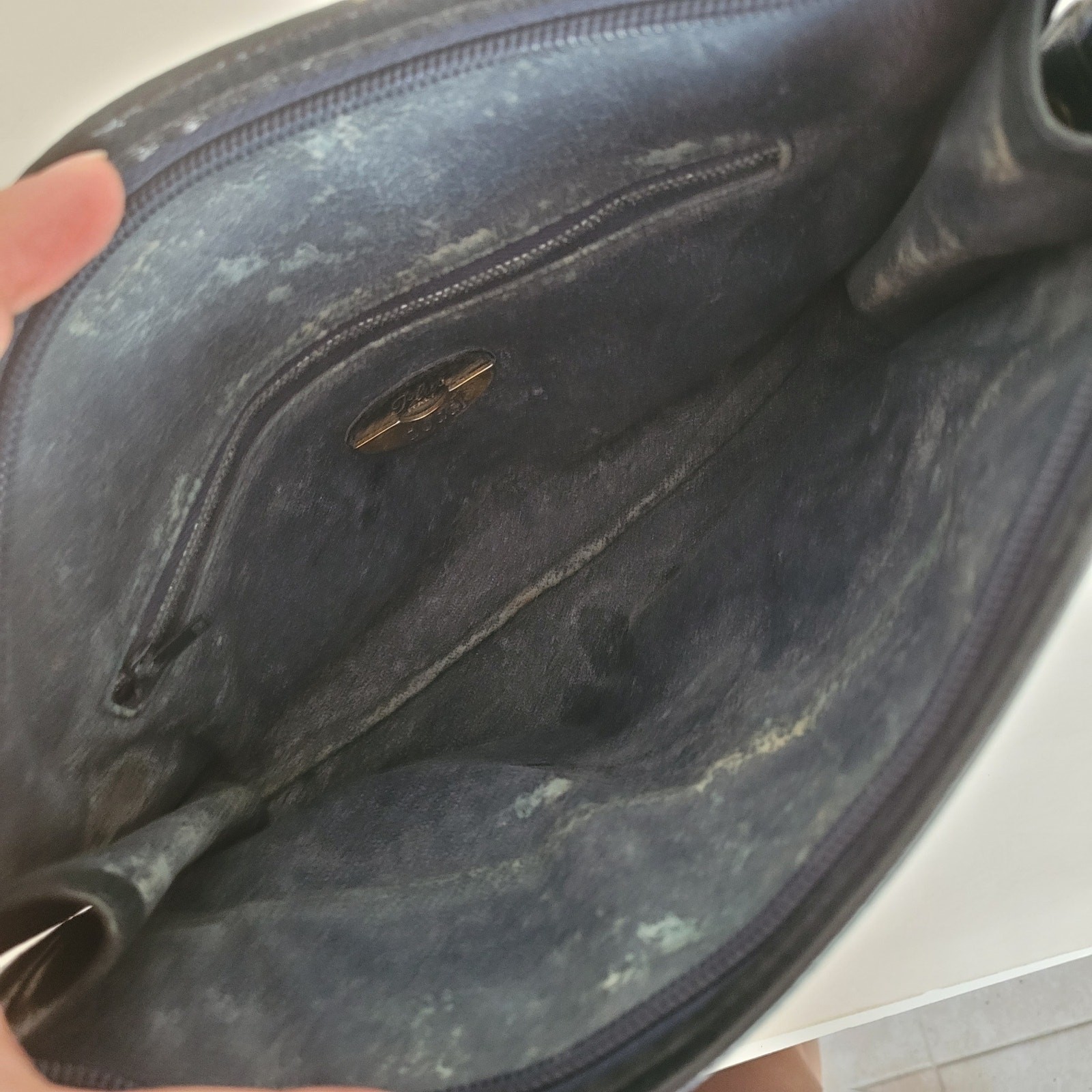 Gucci plus Supreme Web Vintage Bag Clutch Unisex Leather Blue Pouch Zip Medium