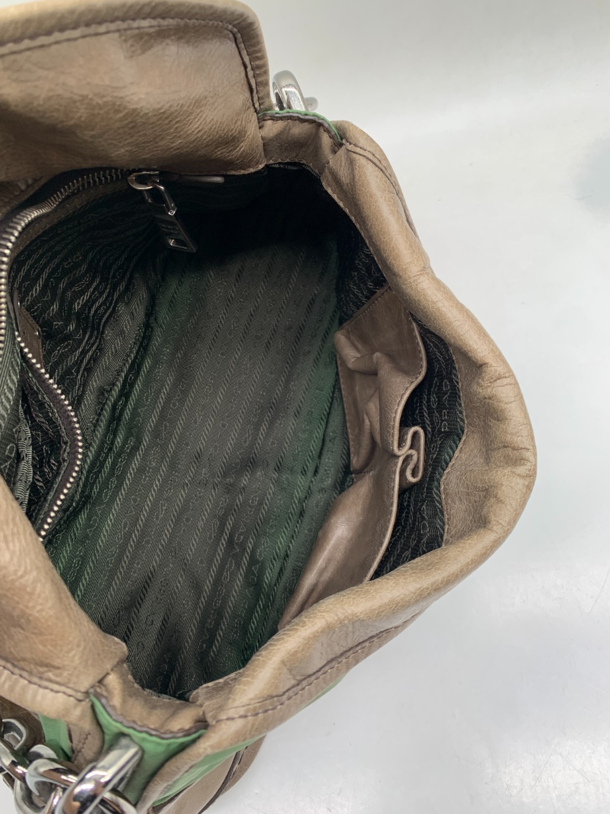 Prada Nylon‑Leather Chain Under‑arm Bag/WJ07113722/3722