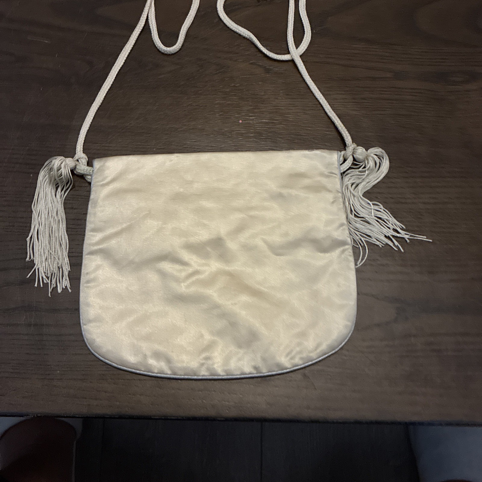 Vintage Chinese Asian Style White Silk Dragon Embroidered Mini Crossbody Purse