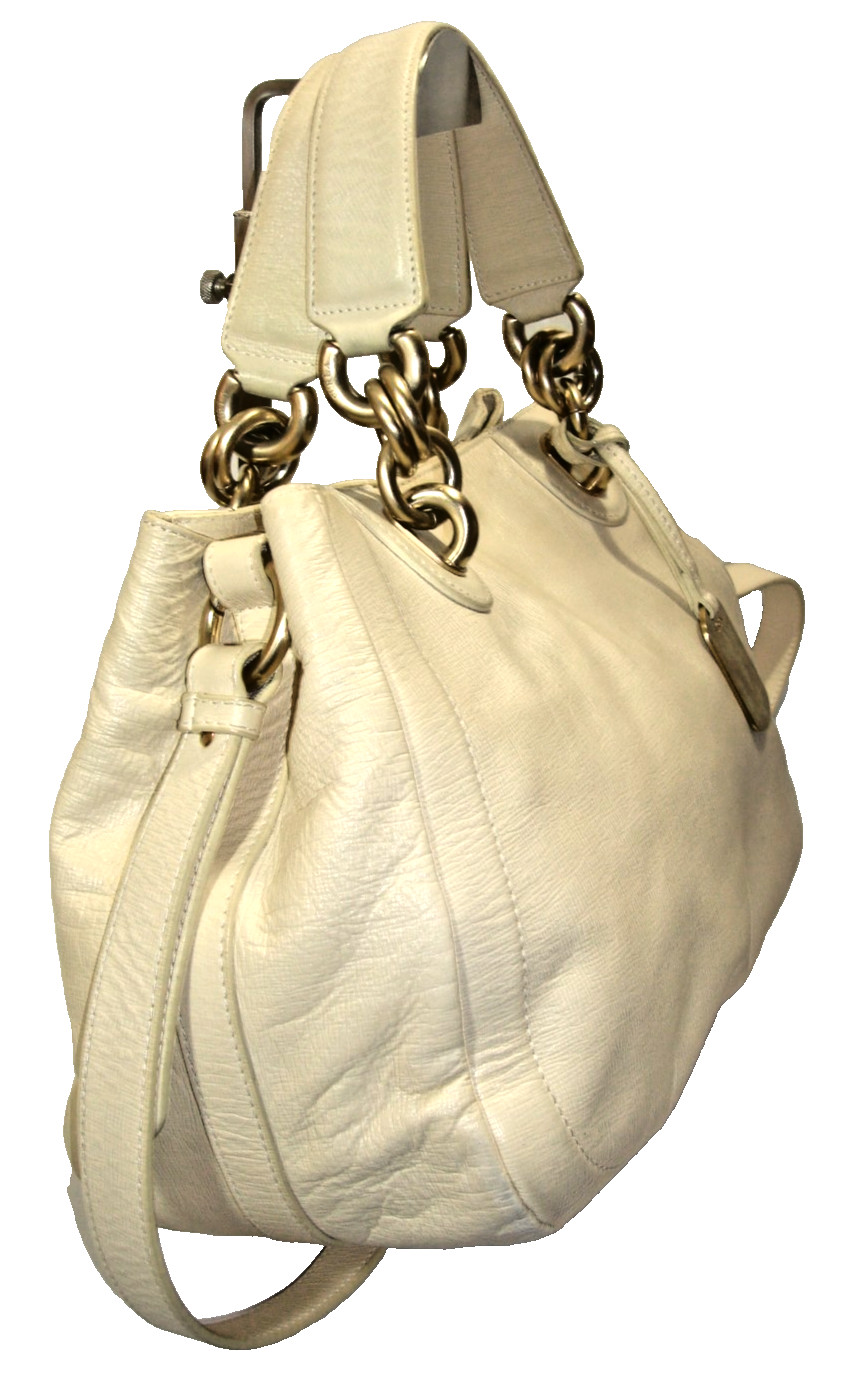 Furla Gorgeous Cream Color Soft Leather Satchel Shoulder Bag Near MINT!