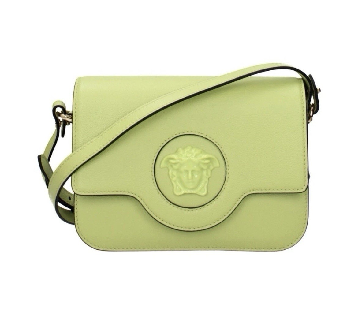 Versace bag La Medusa Logo Plaque Citron Leather Crossbody New $1625 Authentic