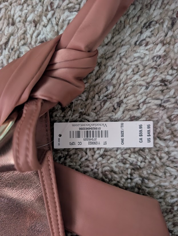 NWT Victoria’s Secret Pink Rose Gold Metallic Slouchy Hobo Shoulder Tote Bag