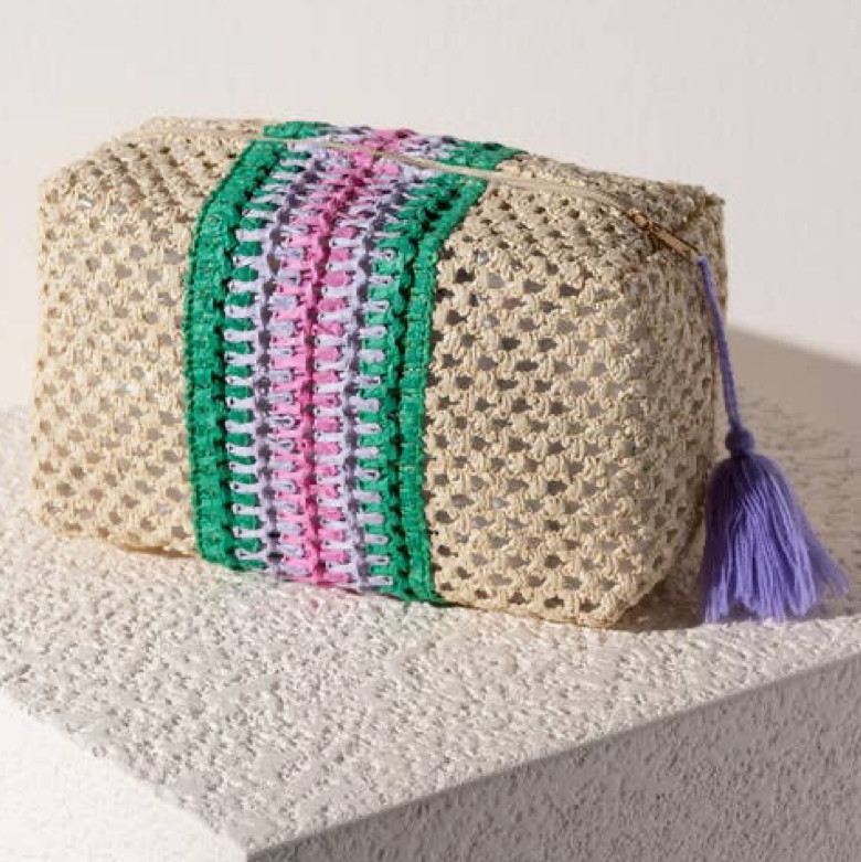 Shiraleah Remy Boxy Zip Pouch – Cosmetics / Makeup – Natural & Colorful – NWT!