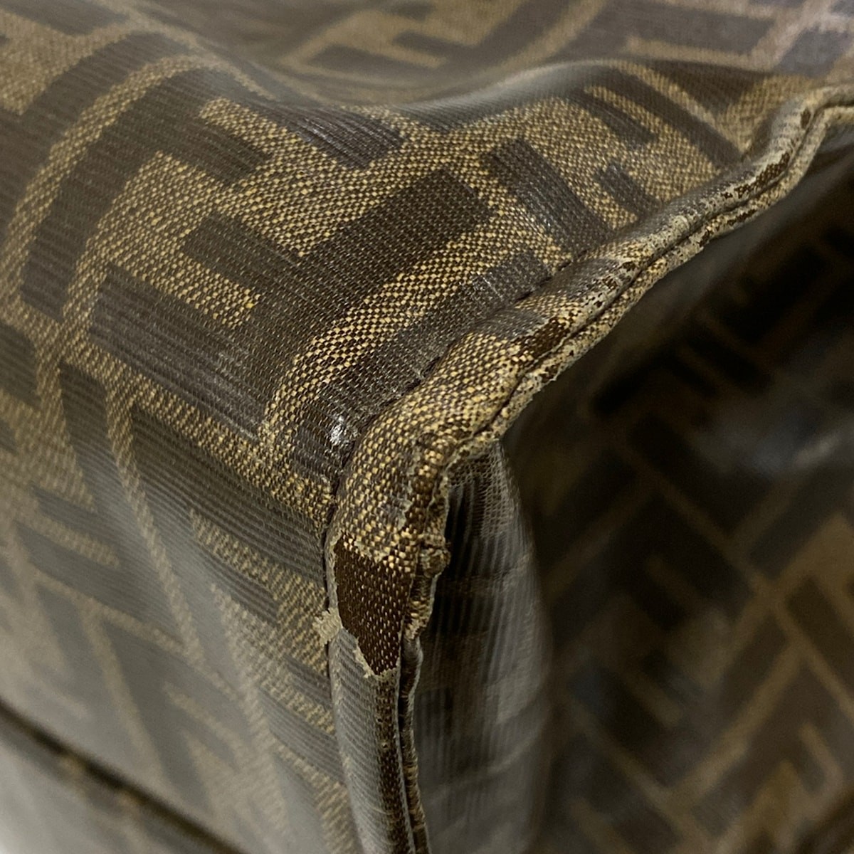 FENDI Fendi Mania 8BH357 Brown Red Multi Coated Canvas Leather Tote Bag