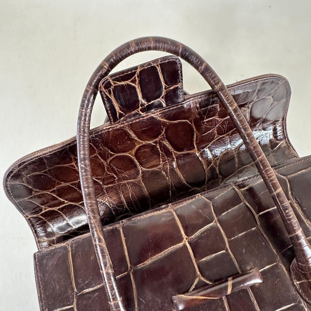 Giorgio Armani Handbag Business Bag Leather in Brown USED Good Condition