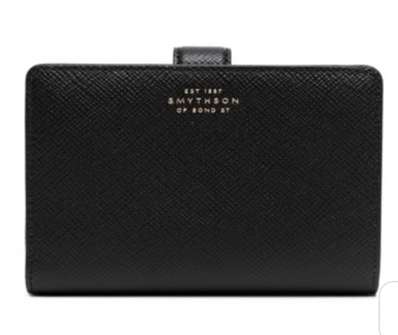 Smythson Bi-fold Leather Purse In Black