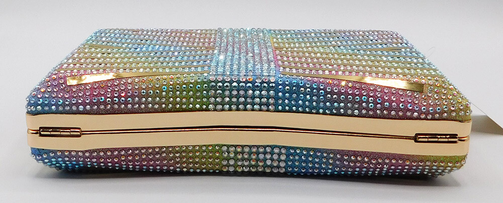 Vintage Crystal Rhinestone Evening Handbag Purse Clutch Party Wedding/MuiltiXH61