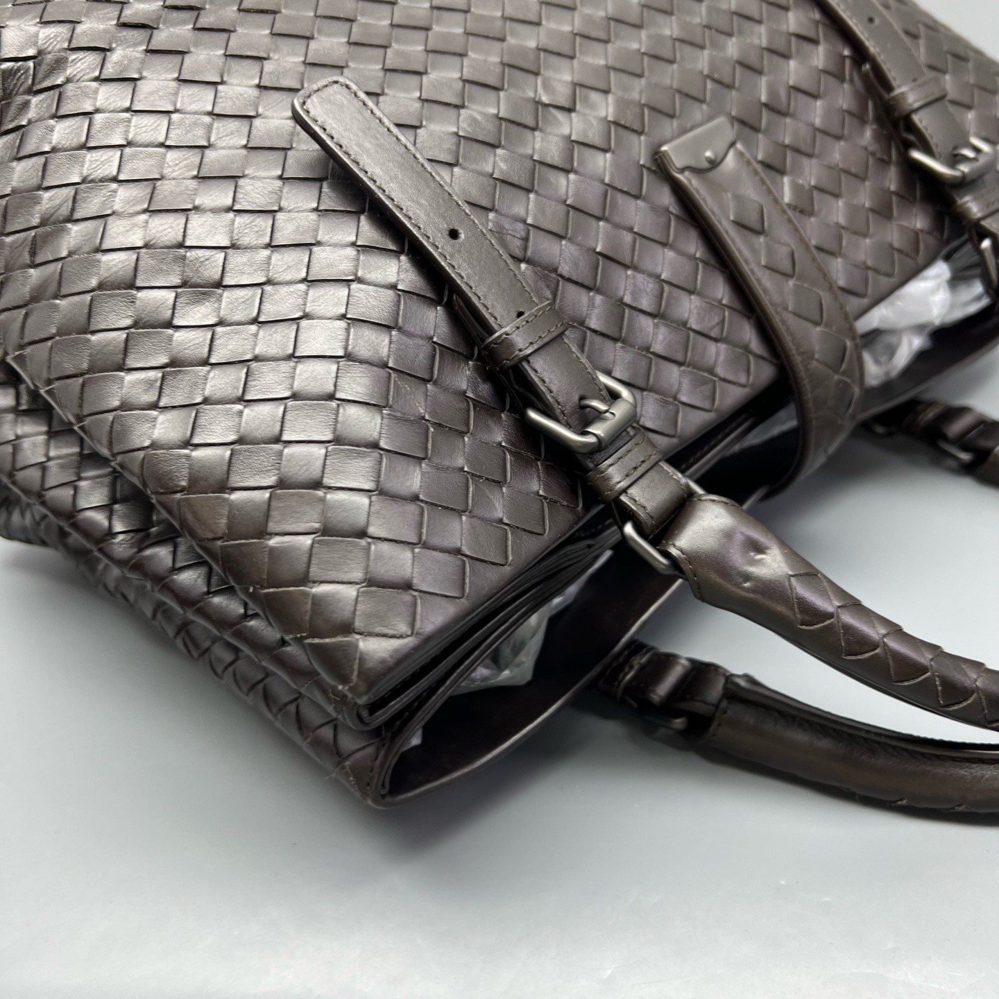Bottega Veneta Pre-Owned Authentic Satchel Dark Brown 38*24*18cm