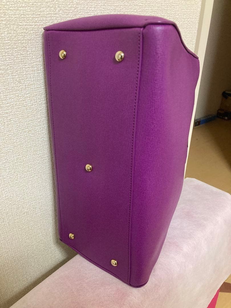 FURLA Leather Tote Bag Purple Large Capacity Authentic Women’s Handbag