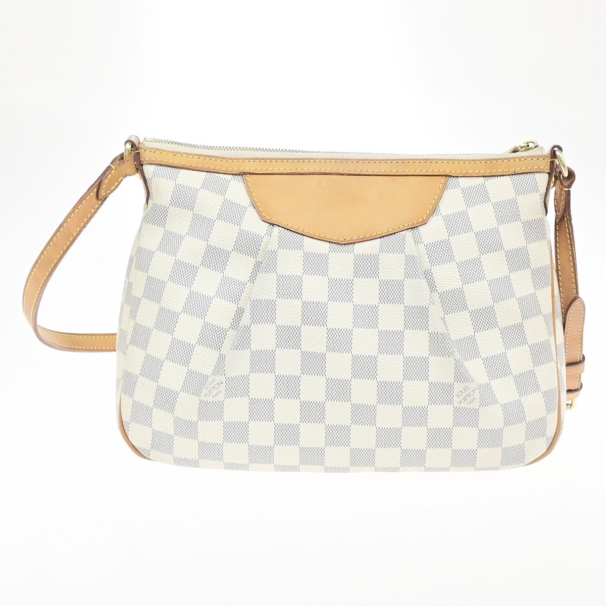 LOUIS VUITTON Siracusa PM Shoulder Bag Damier Azur Leather White N41113 91MA697