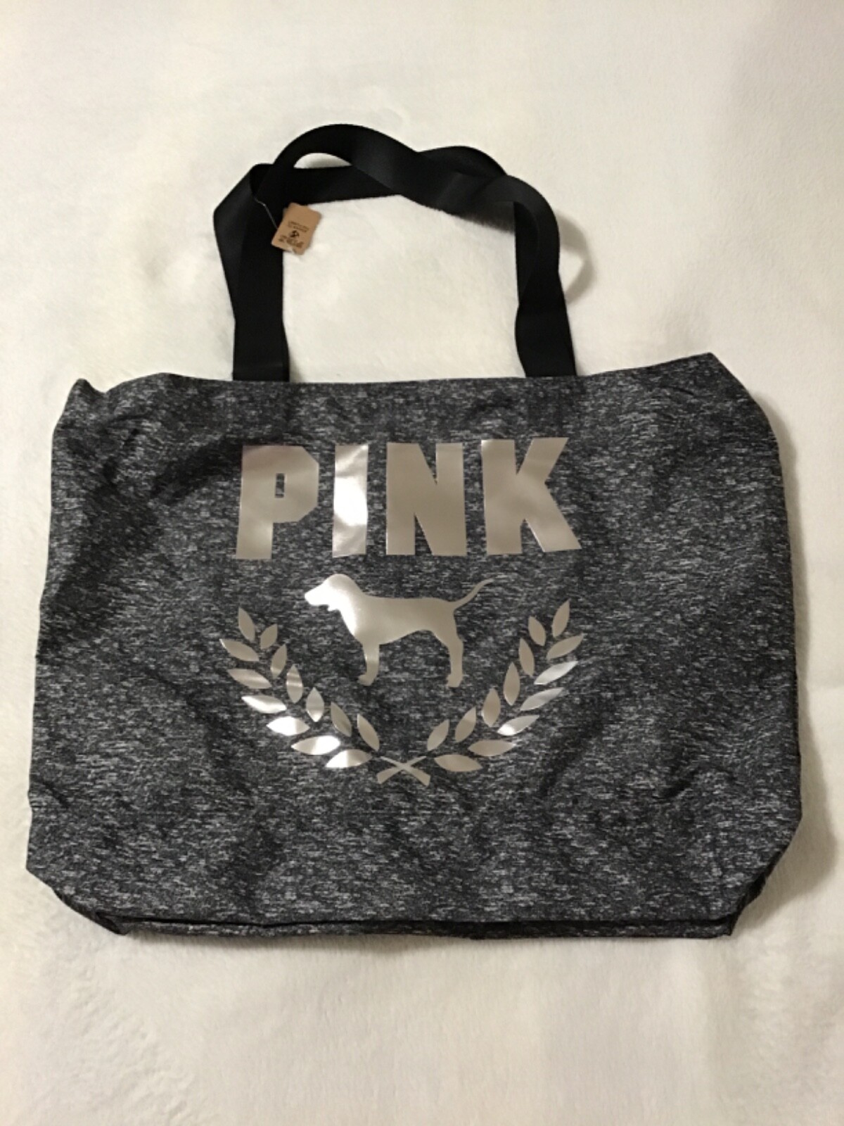 NWT Victoria’s Secret PINK Weekender Tote Bag ZIPPER STORMY HEATHER GREY