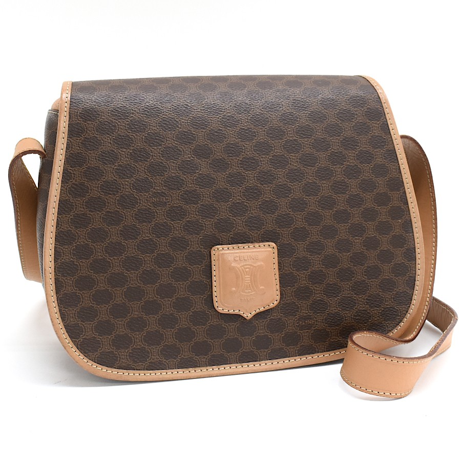 CELINE Macadam Triomphe Blason Crossbody Shoulder Bag PVC Purse b29 T10G