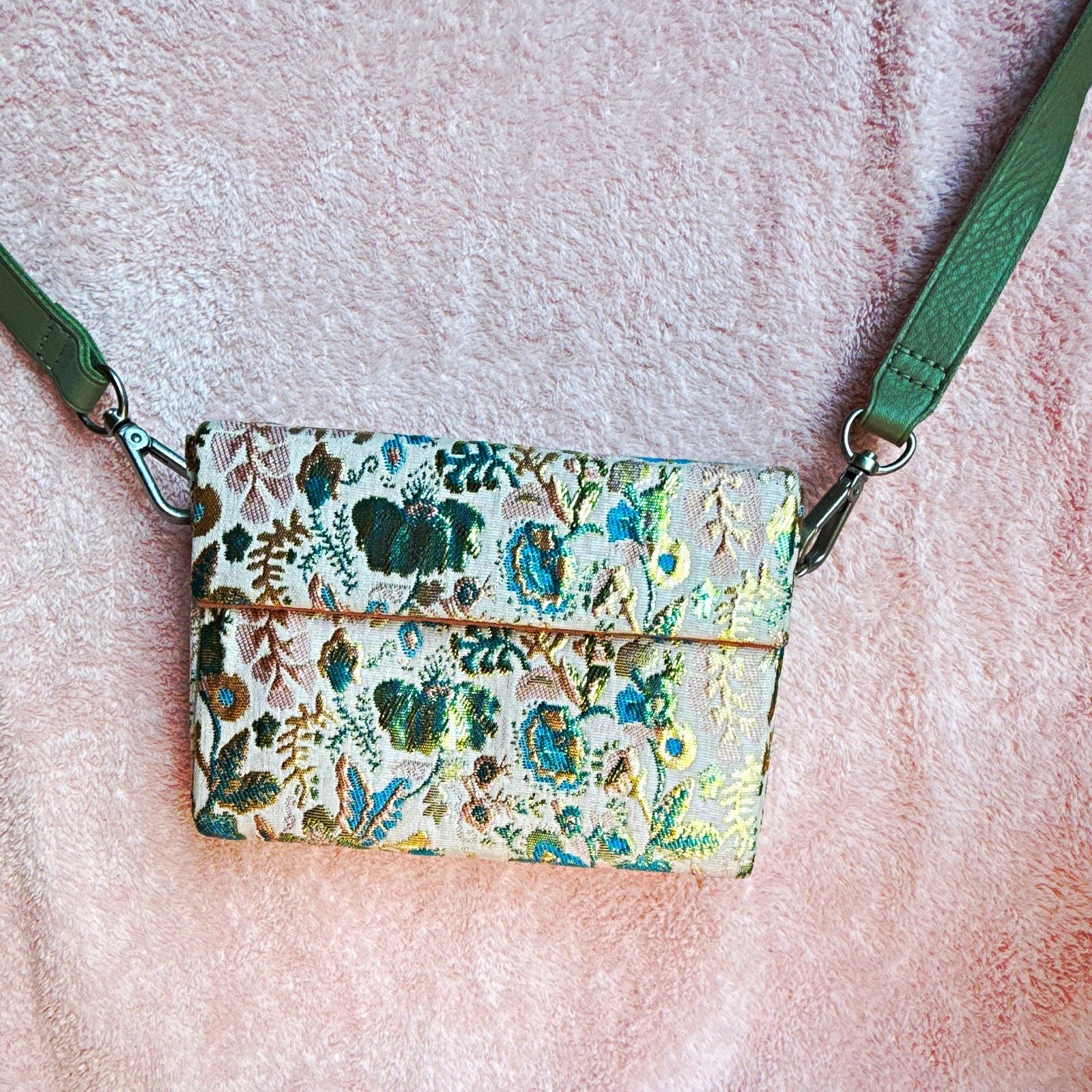 Y2K Vintage Floral Beige/Green/Blue/Gold Crossbody Bag Detachable Strap