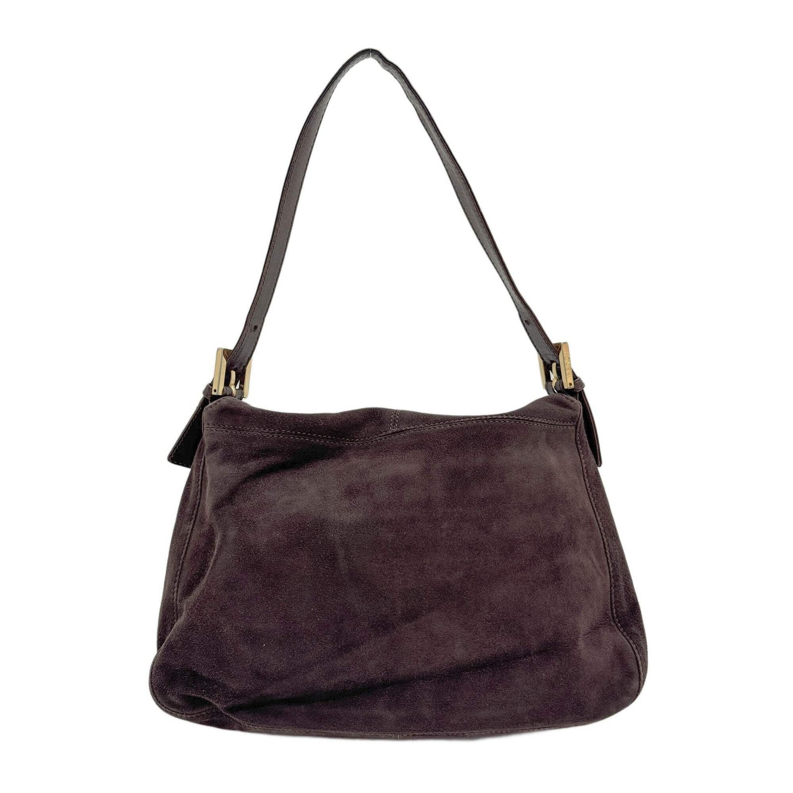 FENDI Mamma Baguette Brown Suede Shoulder Bag