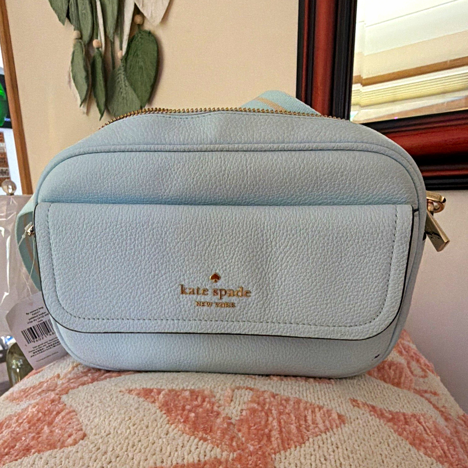 kate spade new york blue small crossbody bag strap coin purse pouch gold hw