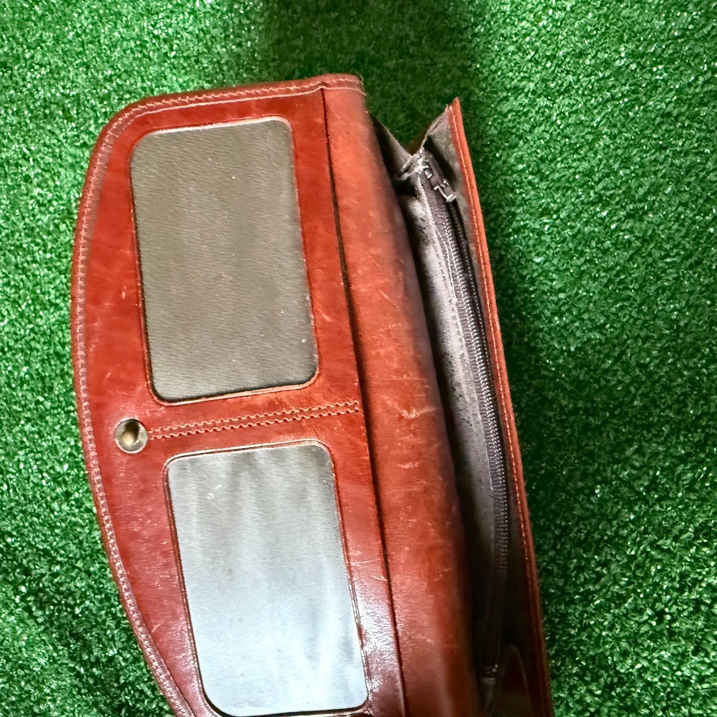 Oroton Vintage Brown Cowhide Leather Bifold Wallet Classic Designer Unisex
