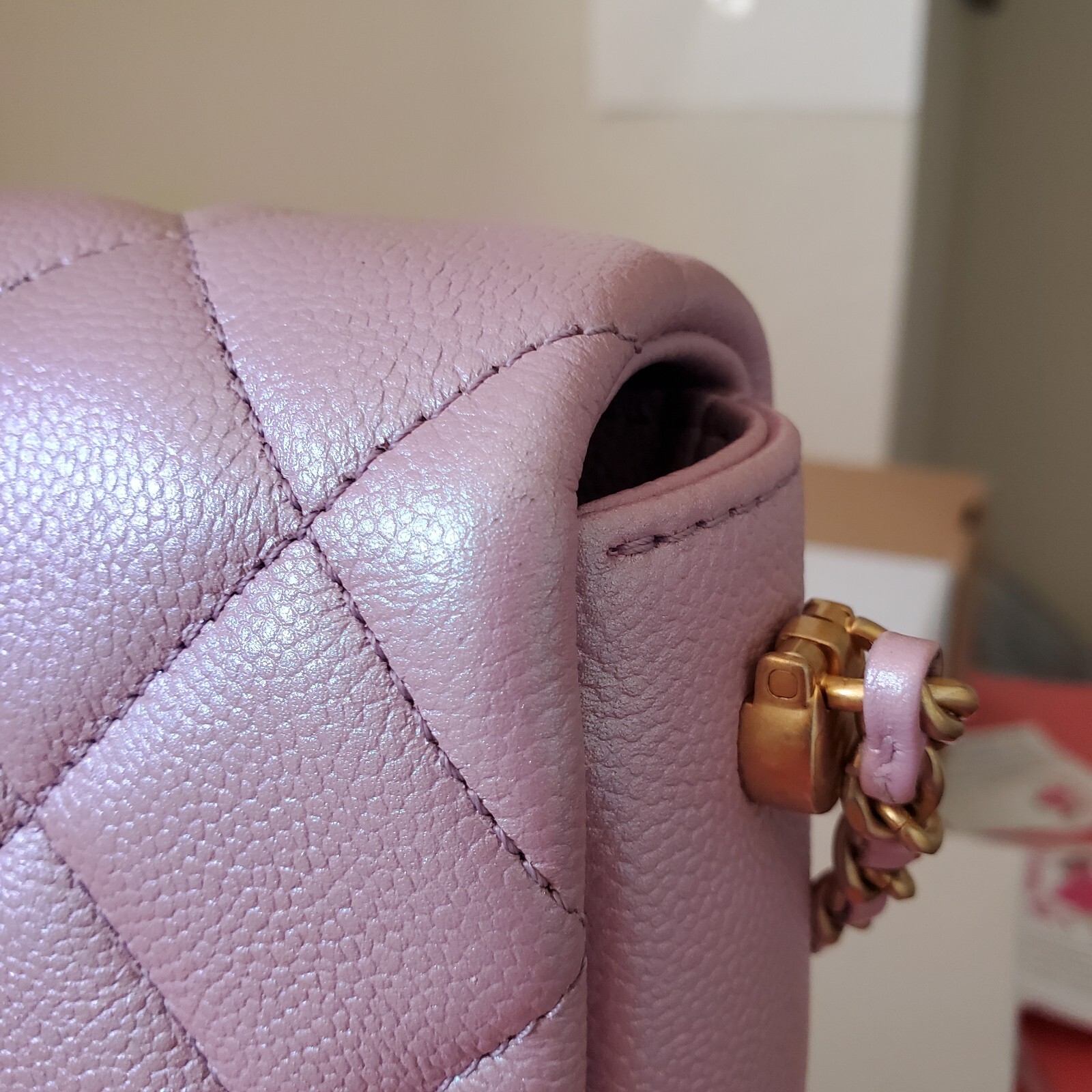 Chanel 21K My Perfect Mini classic Flap Bag Iridescent Pink Caviar W Tag