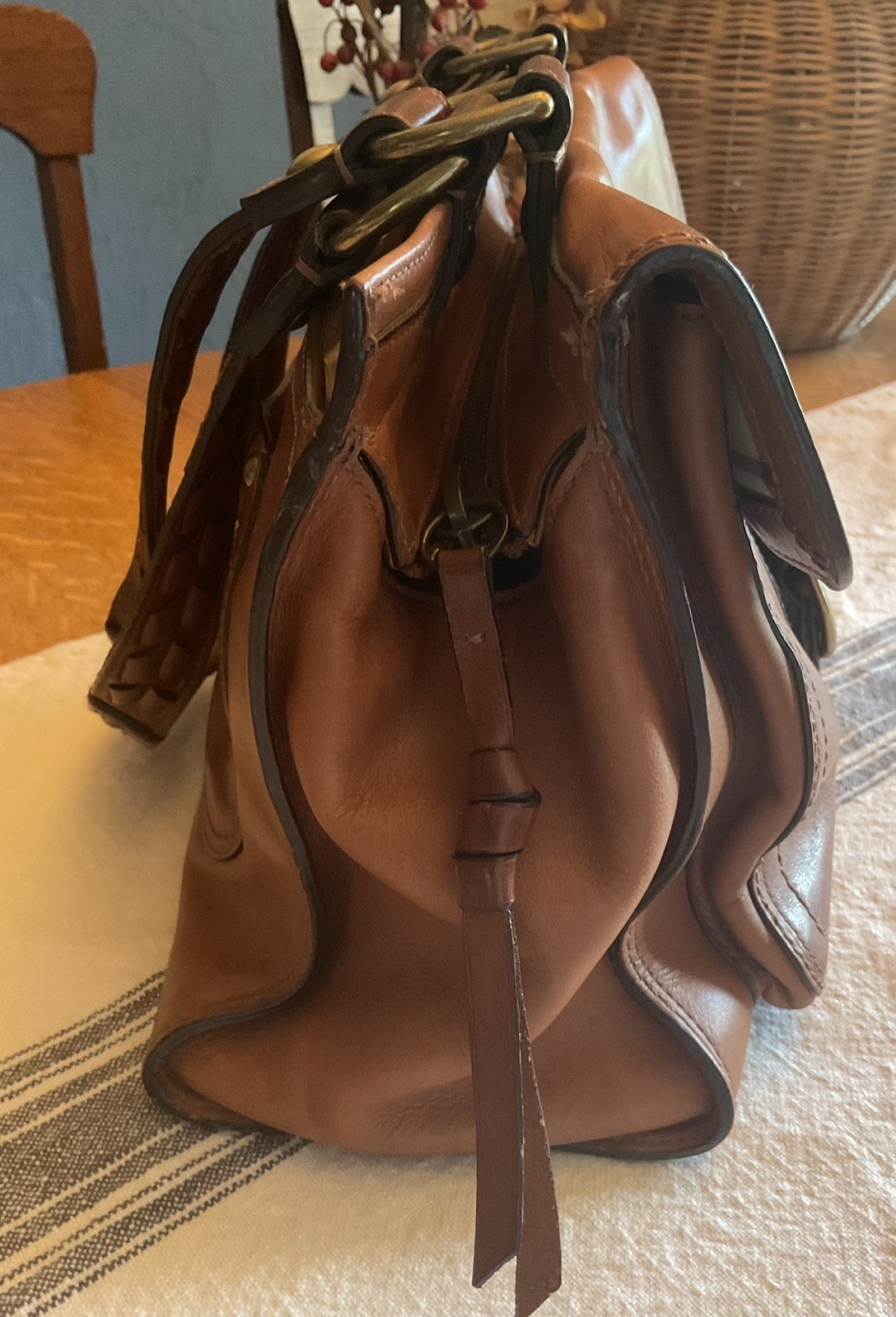Rare Coach Legacy Bleecker Tattersall Shopper F0793-11420 Glove Tanned Leather