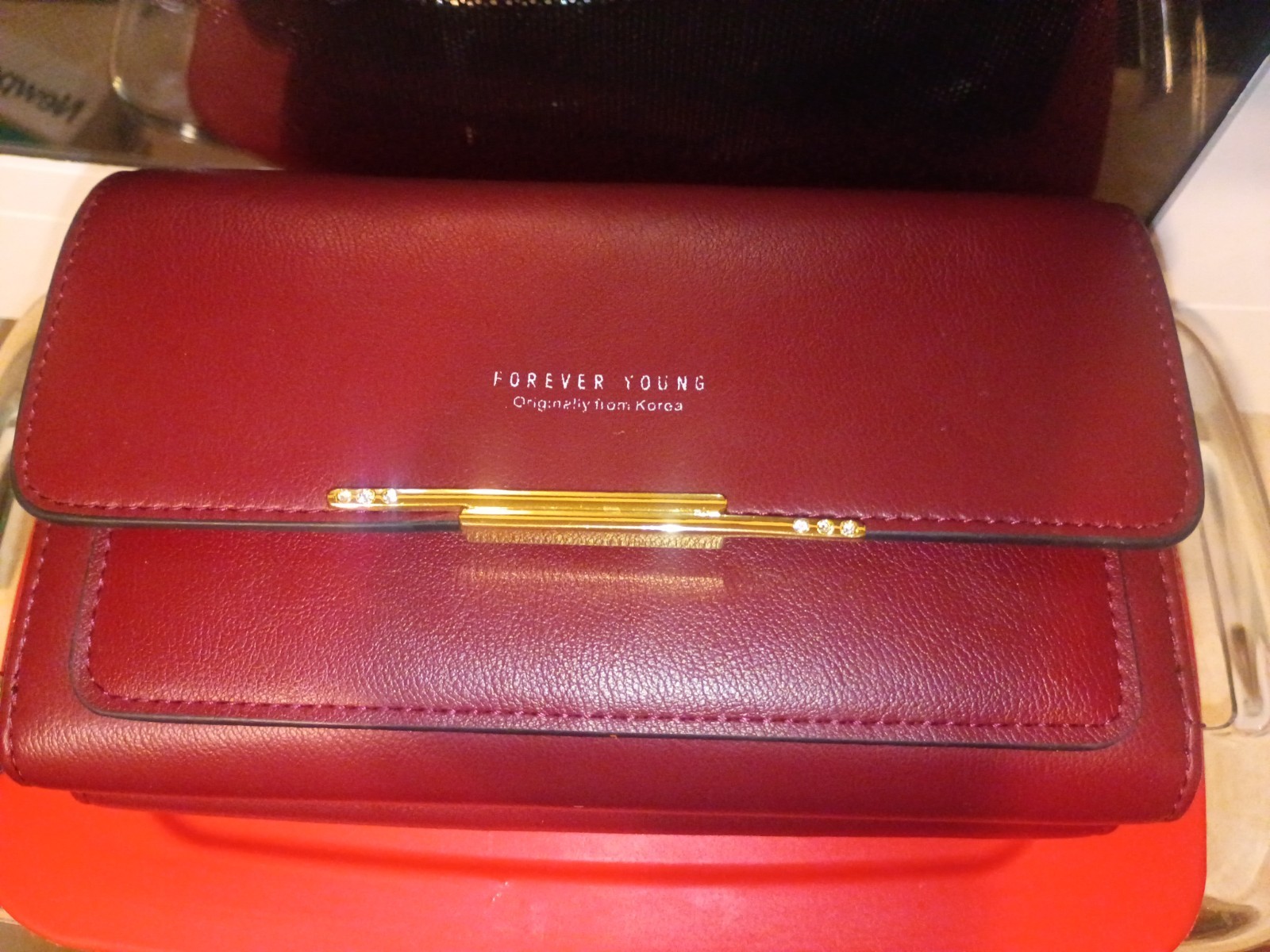 Forever Lovely , Originally From Korea, Burgundy Small Crossbody , 2Zip Sections