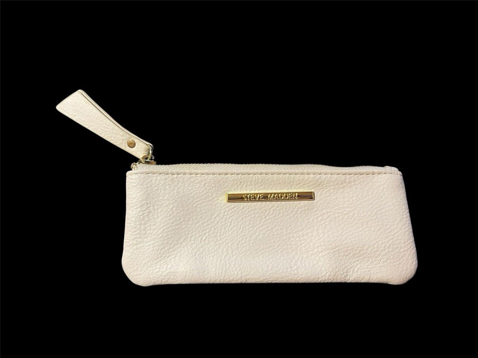 Steve Madden Slim White Clutch Purse Pencil Case 3.25” Length x 7” Width