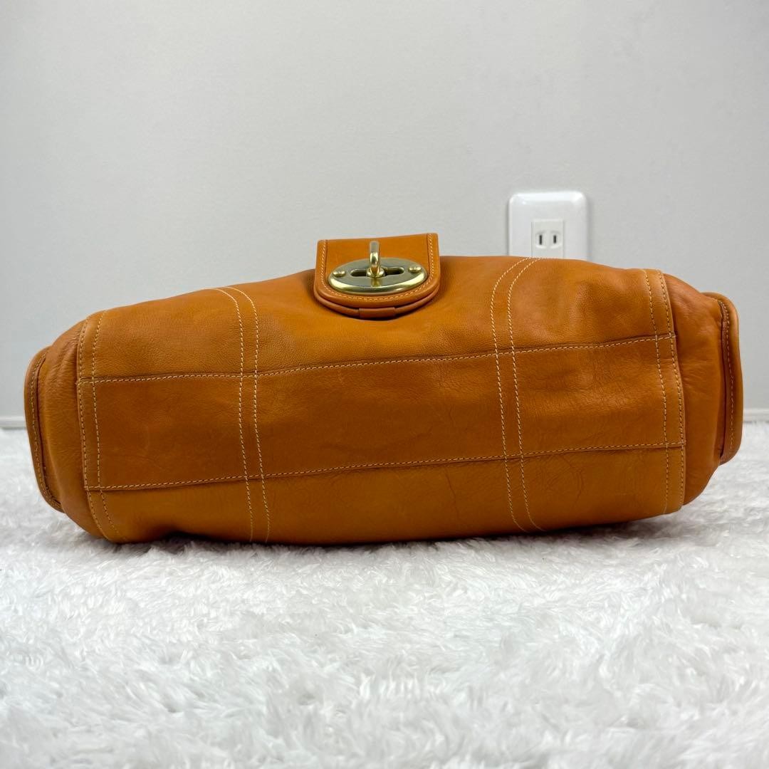 Rare MULBERRY Turn Lock Leather Tote Bag Light Brown 35cm x 34cm x 13cm
