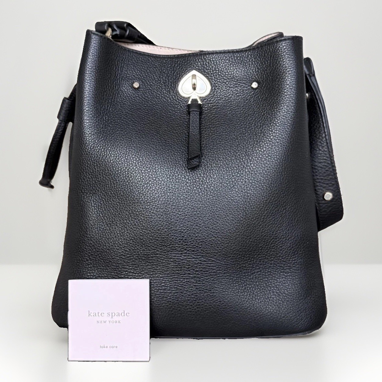 Kate Spade Marti Large Black Pebbled Leather Bucket Shoulder Bag MSRP $399