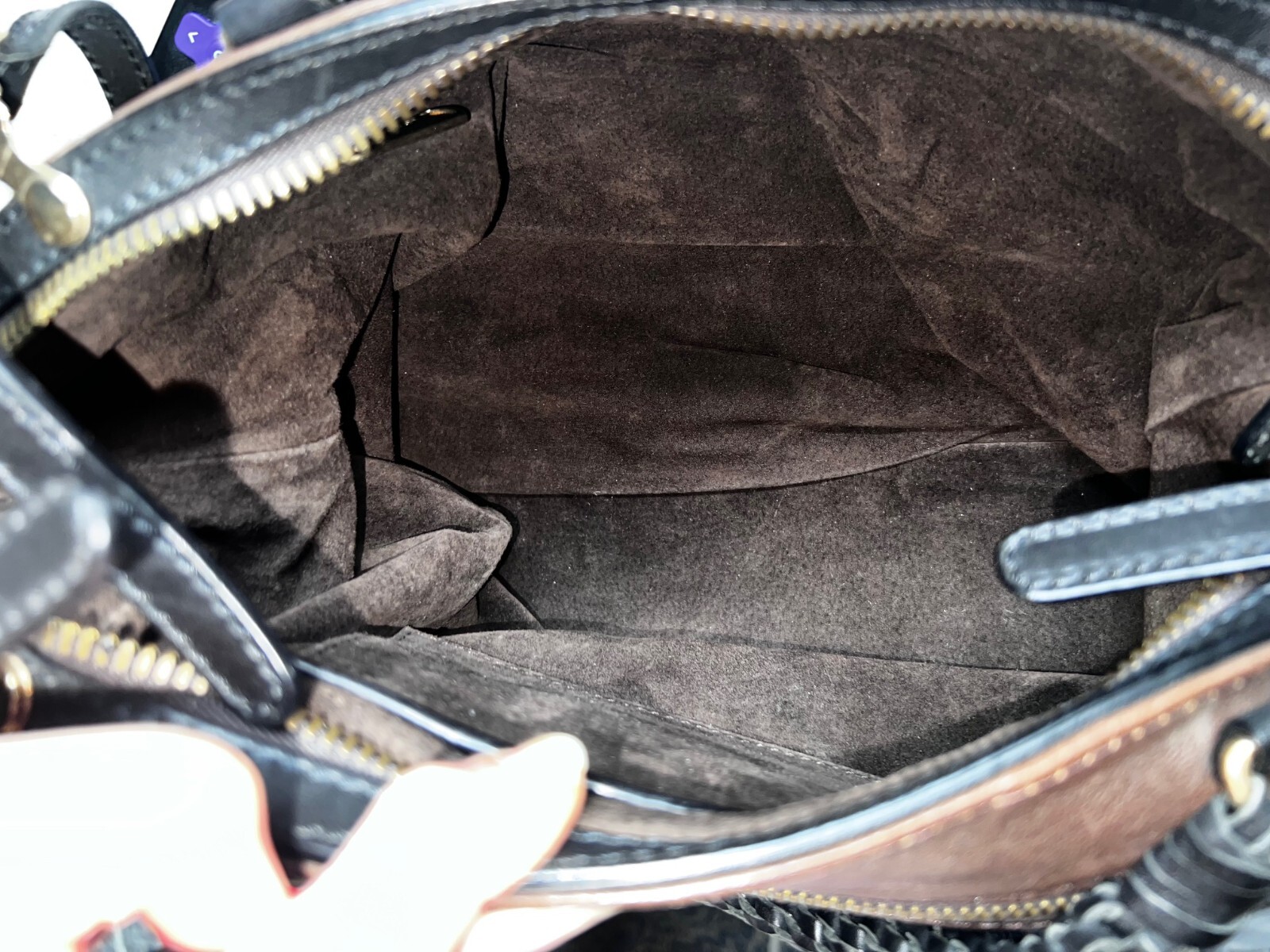 Gryson Skye Brown Soft Supple Leather w Black Leather Trim Shoulder Bag Handbag