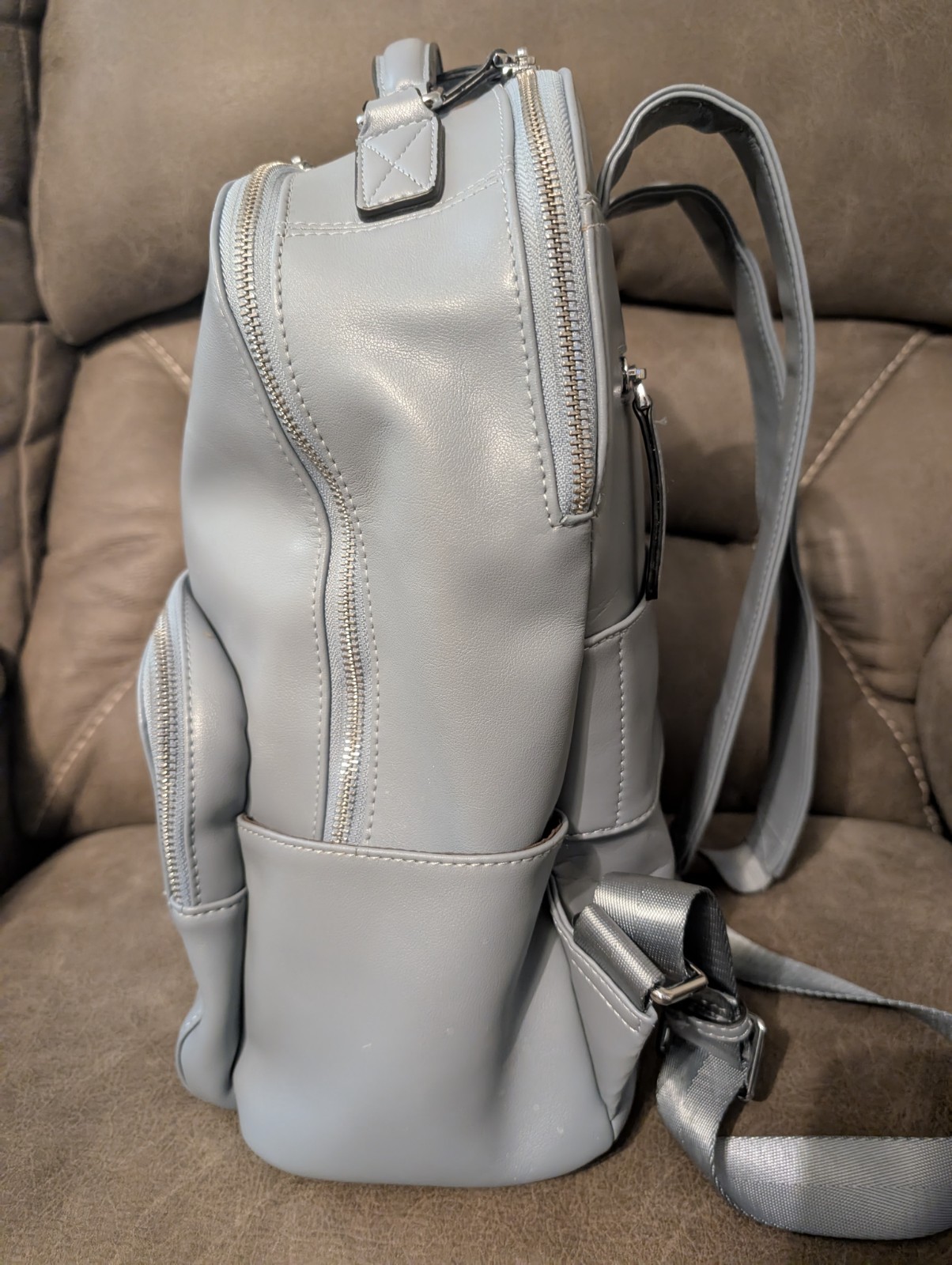Bostanten Leather Backpack Purse for Women 15.6 inch Laptop Blue Backpack