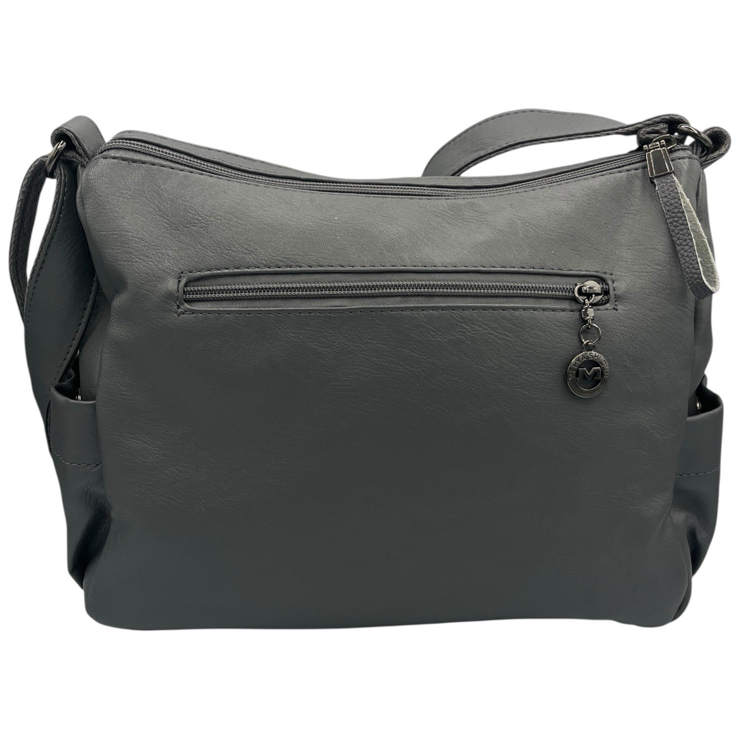 Mei Ya Shi Dun Gray Shoulder Crossover Purse 4 Zippered & 2 Snap Magnet Pockets
