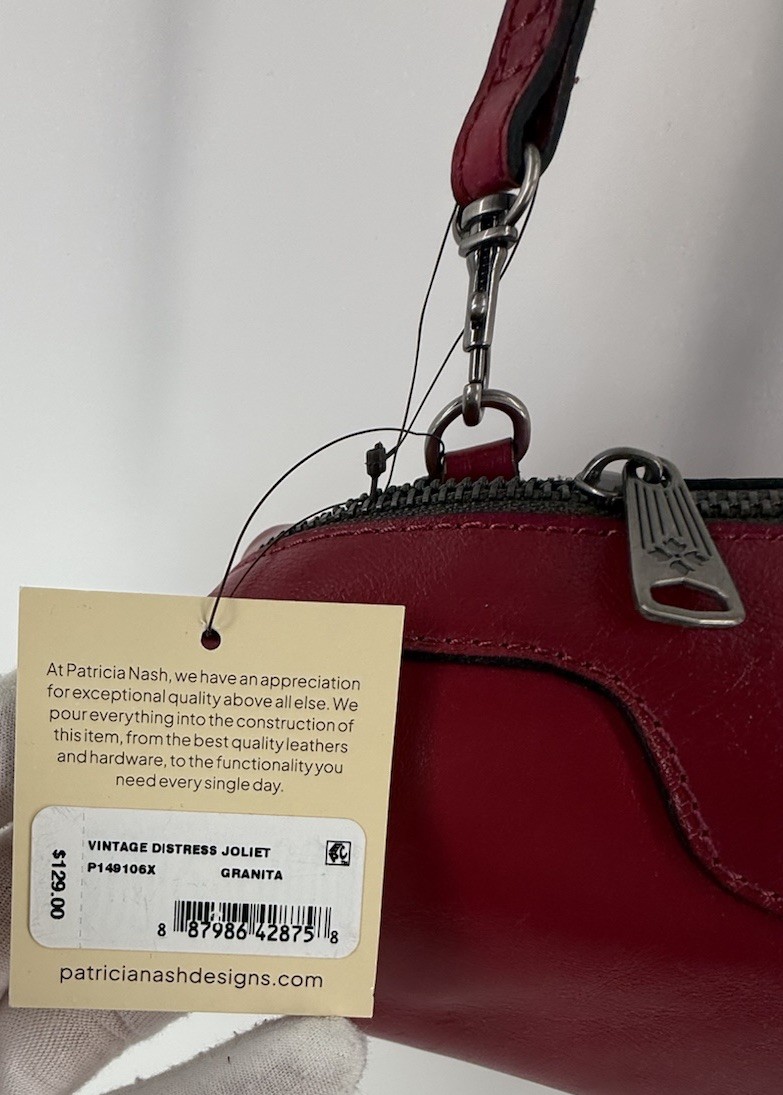 Patricia Nash Joliet Cranberry Leather Crossbody Convertible Clutch Pouch NWT