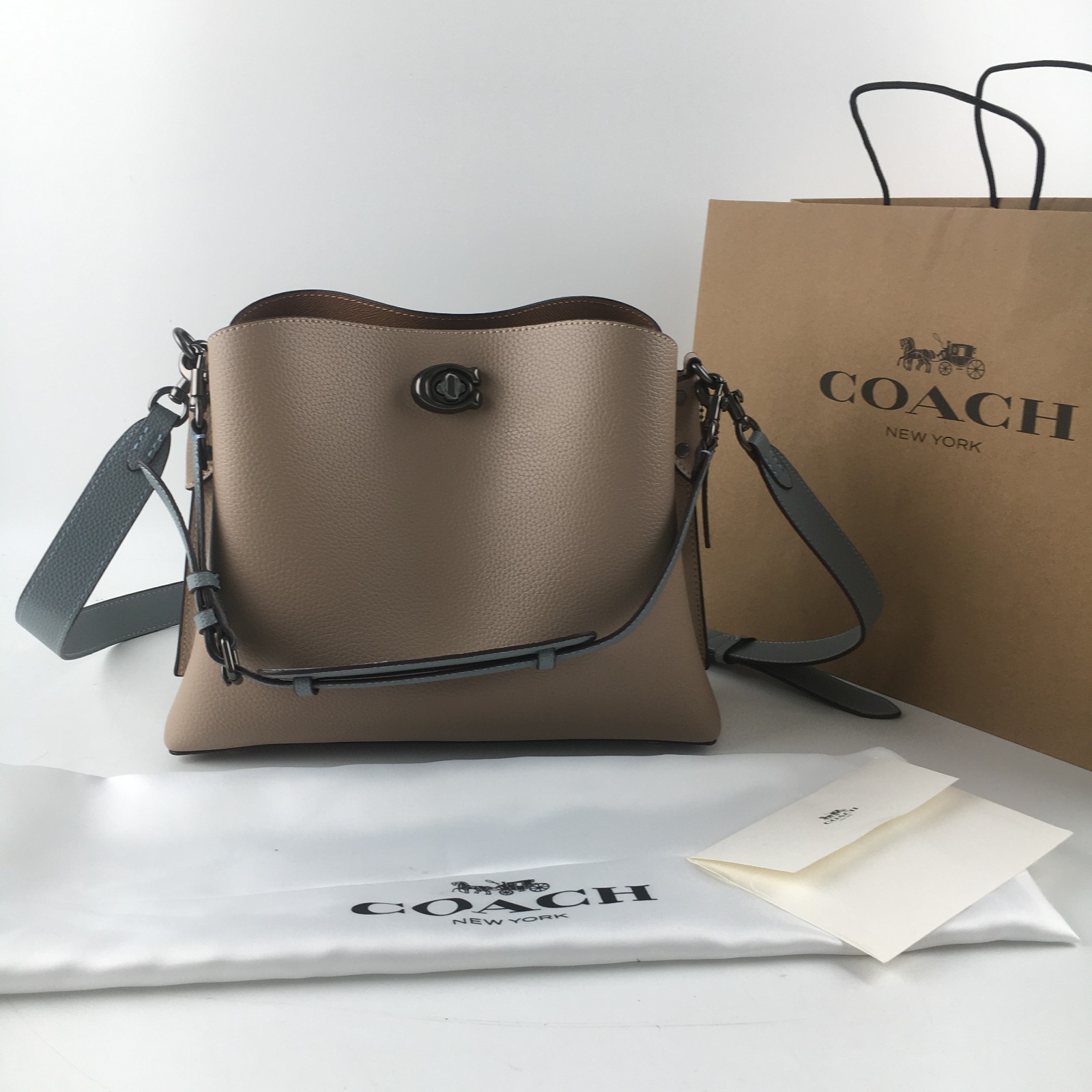 COACH Willow Shoulder Bag C2590 Apricot Colorblock Pebble Leather Outlet
