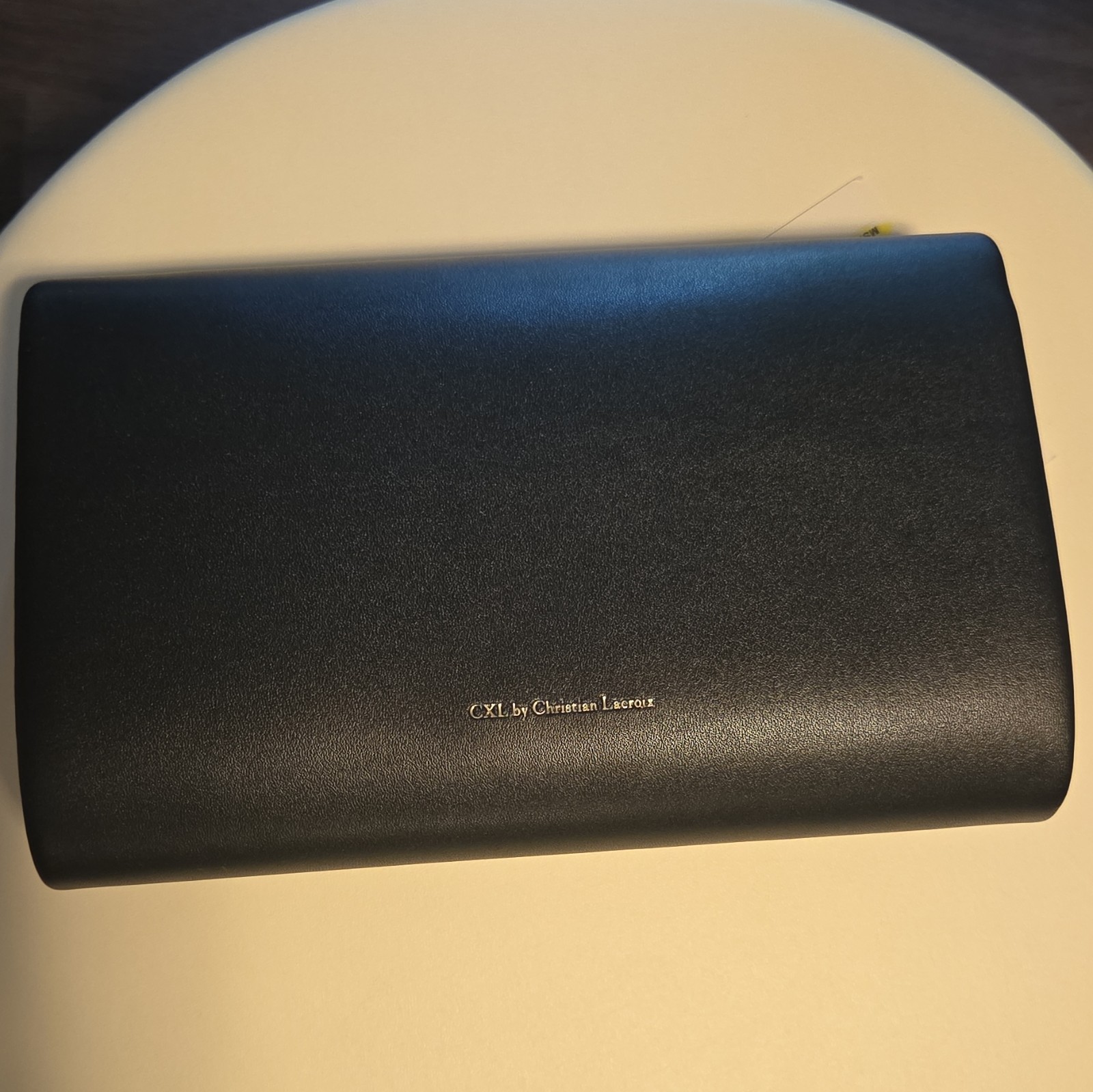 CXL by Christian Lacroix Black Clutch Magnetic Gold Chain Strap Logo Accents