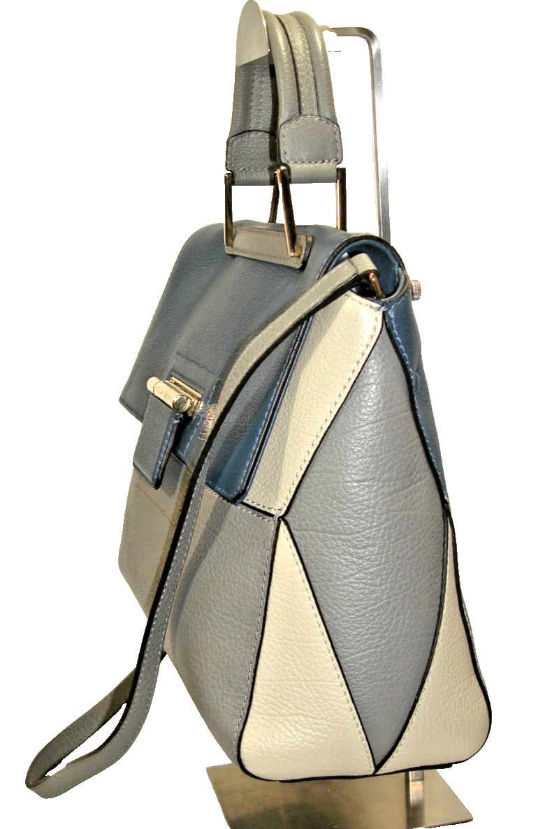 Furla Beautiful Artesia Colorblock Soft Leather Satchel Shoulder Bag MINT!